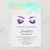 グラマリーパープルアイズ&ブローズウォーター誕生日 招待状 (正面/裏面)