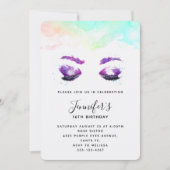 グラマリーパープルアイズ&ブローズウォーター誕生日 招待状 (正面)