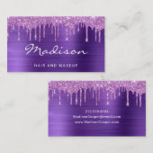 グラマリーパープルメタルグリッタードリップヘア&メイクアップ 名刺 (正面/裏面)