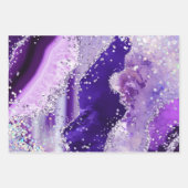 グラマリーパープル&シルバーフェイクグリッターアゲート ラッピングペーパーシート (正面3)