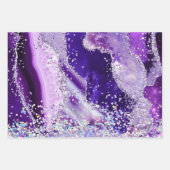 グラマリーパープル&シルバーフェイクグリッターアゲート ラッピングペーパーシート (正面2)