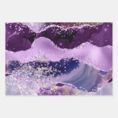 グラマリーパープル&ピンクフェイクグリッターアゲート ラッピングペーパーシート (正面2)