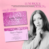 グラマリーピンクグリッタースきらめくターズモノグラム 名刺