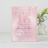 グラマリーピンクグリッタースイーツ16誕生日 招待状 (スタンド正面)
