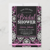 グラマリーピンクブラックダイアモンドシックブライダルシャワー 招待状 (正面)