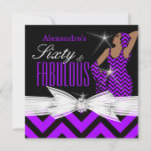 グラマリーファブラス60シェブロンパープル誕生日 招待状 (正面)