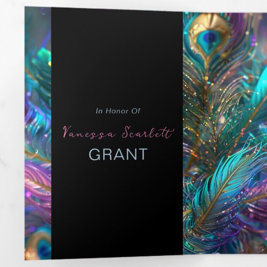 グラマリーフェザーズスウィート16パーティの招待状 三つ折り招待状 (内部最初)