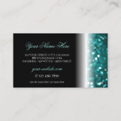 グラマリーブラックアンドティール（緑がかった色）きらめくグリッタースタイリッシュ 名刺 (裏面)