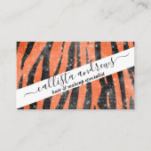 グラマリーブラックオレンジグリッターアニマルタイガーストライプ 名刺 (正面)