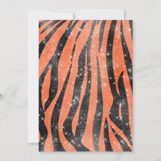 グラマリーブラックオレンジグリッターアニマルタイガーストライプ 招待状 (裏面)