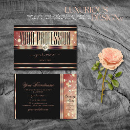 グラマリーブラックバラ金ゴールドグリッタースパークルダイヤモンド 名刺