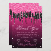 グラマリーブラック&ピンクドリッピンググリッタースイーツ16 サンキューカード (正面/裏面)