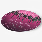 グラマリーブラック&ピンクドリッピンググリッター誕生日 ペーパープレート