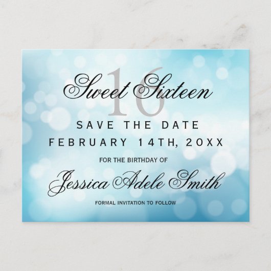 グラマリーブルーグリッタースウィート16日を保存 ポストカード (正面)