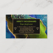 グラマリーブルー&グリーンフェイク金ゴールドグリッターゲート 名刺 (裏面)