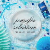 グラマリーブルー《写真》ぼけ味ライトモノグラム結婚ズ ペーパープレート (パーティー)