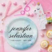 グラマリーブルー《写真》ぼけ味ライトモノグラム結婚ズ ペーパープレート (パーティー)