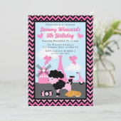 グラマリープードルドッグインパリ子供の誕生日 招待状 (スタンド正面)