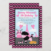 グラマリープードルドッグインパリ子供の誕生日 招待状 (正面/裏面)