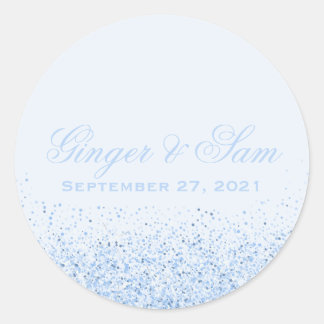 グラマリーベビーブルーグリッター結婚式用シール ラウンドシール
