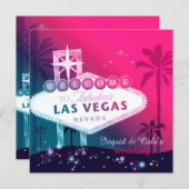 グラマリーホットピンクラスベガス結婚式招待状 招待状 (正面/裏面)