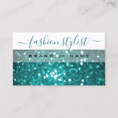 グラマリーホワイトティール(緑がかった色)スパークルグリッタープロフェッショナル 名刺 (正面)