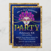 グラマリーマスカレードマルディグラスパーティー 招待状 (正面/裏面)