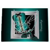 グラマリーランジェリーブライダルシャワー |ティール（緑がかった色） ラージペーパーバッグ (正面)