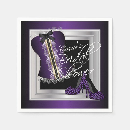 グラマリーランジェリーブライダルシャワー |紫 スタンダードカクテルナプキン (正面)