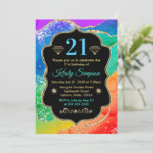 グラマリーレインボーアルコールインクアゲート誕生日 招待状 (スタンド正面)