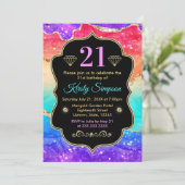 グラマリーレインボーアルコールインクアゲート誕生日 招待状 (スタンド正面)