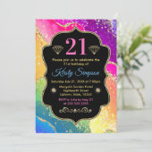 グラマリーレインボーアルコールインクアゲート誕生日 招待状 (スタンド正面)