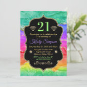 グラマリーレインボーアルコールインクアゲート誕生日 招待状 (スタンド正面)