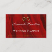グラマリーレッドシルクと金ゴールドリングや輪ウェディングプランナー 名刺 (正面)