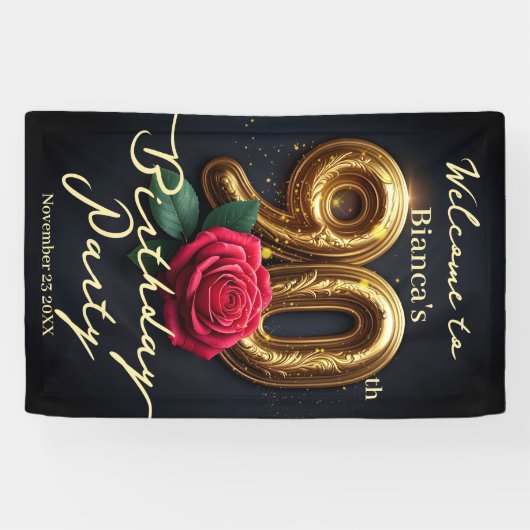 グラマリーレッドローズゴールデン誕生日90th Welcome 横断幕 (横)