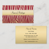 グラマリーレッド&金ゴールドタイガーストライプズブティック 名刺 (正面/裏面)