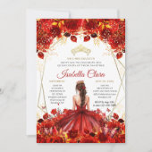 グラマリーレッド&金ゴールドフローラプリンセスキンセアニェラ 招待状 (正面)