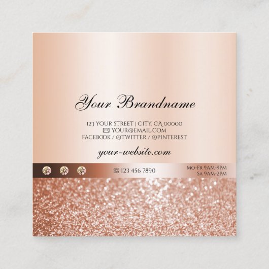 グラマリーロセゴルシメリーグリッタージュエリーモダン スクエア名刺 (裏面)