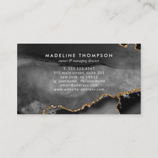グラマルーズブラック金ゴールドマーブルアゲイト 名刺 (裏面)