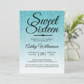 グラマルーブルグリッターグラデーションスウィート16誕生日 招待状 (スタンド正面)