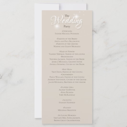 グラマローシャンパーニュグリッターラグジュアリー結婚式 プログラム (裏面)