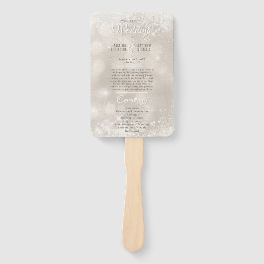 グラマローシャンパーニュグリッターラグジュアリー結婚式 プログラム ハンドファン (正面)