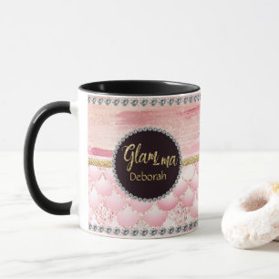グラマーなおばあちゃん·グラム·マ·ピンク·グリッター·シェル·ネーム マグカップ