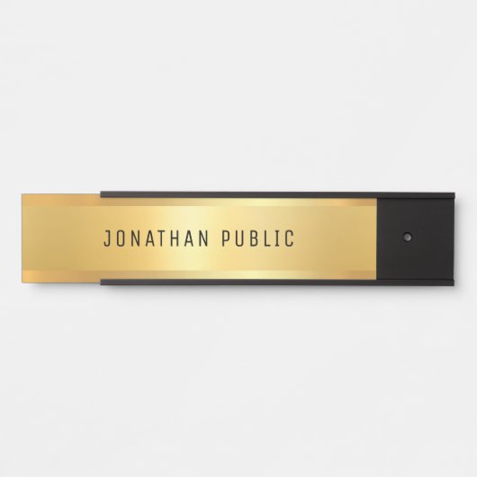 グラマーなモダンテンプレートトレンディーブラックと金ゴールド サインプレート (正面)