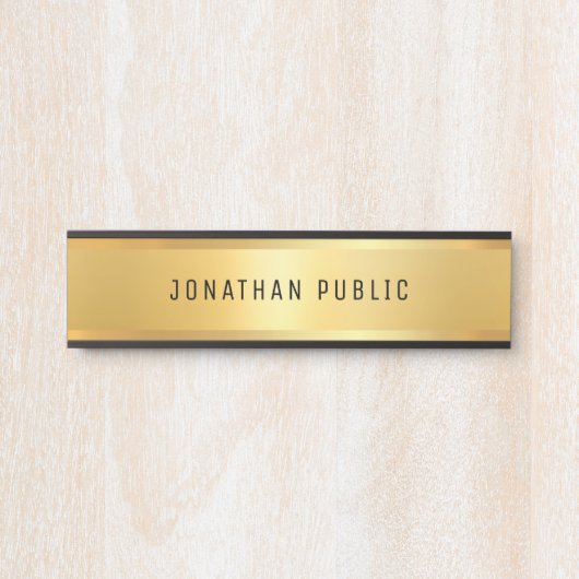グラマーなモダンテンプレートトレンディーブラックと金ゴールド サインプレート (正面)