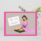 グラマーなヴィンテージピンクピン留め 招待状 (スタンド正面)