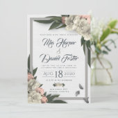 グラマーな白と桃のフローラ豆 招待状 (スタンド正面)
