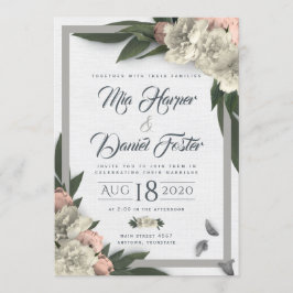 グラマーな白と桃のフローラ豆 招待状