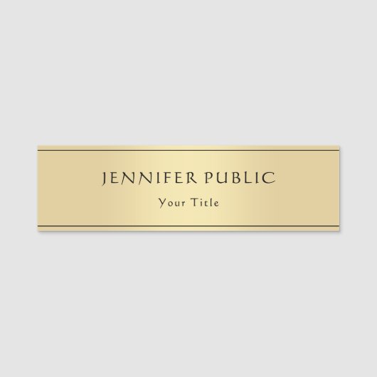 グラマーな金ゴールドルックトレンディーモダンテンプレート 名札 (正面)
