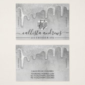 グラマーな銀の厚いグリッタードリップスロゴブレスレット (正面&裏面)